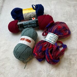 Mixed Wool Yarn Lot Euroyarns Valley Yarns Red‎ Heart Bernat Blue Red Green Pink